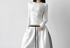 Drawstring Waist Striped Panel Baggy Sweatpants