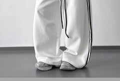 Drawstring Waist Striped Panel Baggy Sweatpants