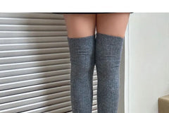Plain Over The Knee Ribbed Socks