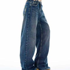 Mid Rise Washed Wide Leg Jeans