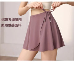 High Waist Plain Mini Wrap Skirt / Yoga Shorts / Yoga Leggings / Set