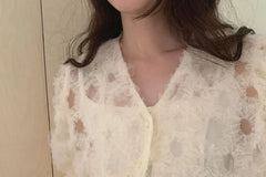 Long-Sleeve Plain Shirred Trim Cardigan
