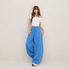 Elastic Waist Plain Baggy Sweatpants