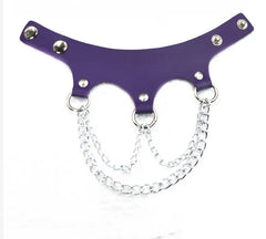 Layered Alloy Chain Faux Leather Bracelet