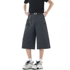 Mid Rise Plain Wide Leg Shorts
