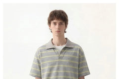 Striped Mock Two-Piece Polo T-Shirt