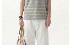 Striped Mock Two-Piece Polo T-Shirt