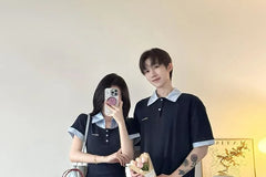 Couple Matching Short-Sleeve Maxi A-Line Polo Dress / Polo Shirt