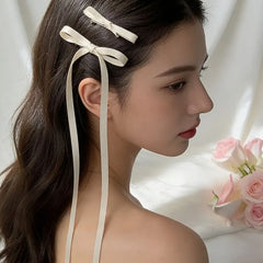 Set: Plain Ribbon Hair Clips (2 Pcs)