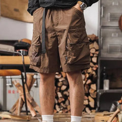 Mid Rise Plain Wide Leg Cargo Shorts