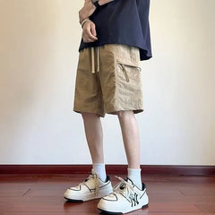 Plain Drawstring Cargo Shorts