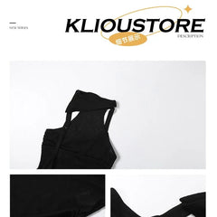 Sleeveless Cutout Asymmetrical Plain A-Line Dress