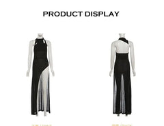 Sleeveless Cutout Asymmetrical Plain A-Line Dress
