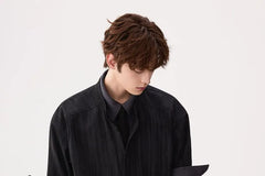 Mock Two-Piece Elbow-Sleeve Tie Dye Button-Up Shirt