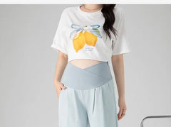 Maternity High Waist Plain Wide Leg Pants