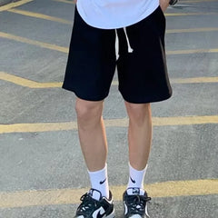 Drawstring Waist Plain Sweatshorts