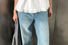 Plain Ruched Ruffled-Trim Camisole Top