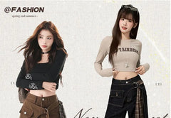 High Waist Plaid Panel Skirt Overlay Flare Jeans