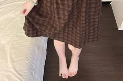 Spaghetti Strap V-Neck Plaid Padded Nightdress / Tie Shoulder Camisole Top / Straight Leg Pants / Set