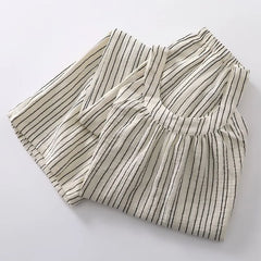 Pajama Set: Scoop Neck Pinstriped Tank Top + Pants