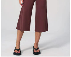 Set: V-Neck Sport Bra Top + Mid Rise Plain Capri Wide Leg Sweatpants