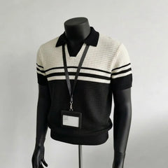 Short-Sleeve Collared Two Tone Polo Shirt