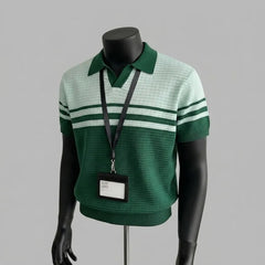 Short-Sleeve Collared Two Tone Polo Shirt