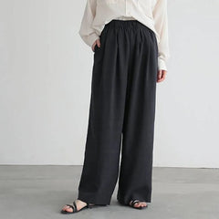 High Waist Plain Wide Leg Pants