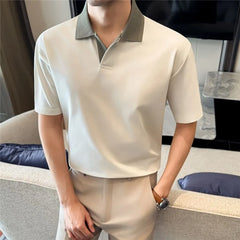 Short-Sleeve Two Tone Polo Shirt