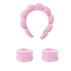 Set of 3: Plain Face Wash Headband + Wristband