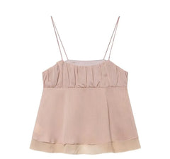 Square Neck Layer Chiffon Camisole Top / Layer Ruffled Chiffon Mini Skirt