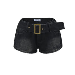 Belt Waist Denim Hot Pants