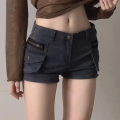 Low Waist Denim Hot Pants