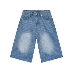Mid Rise Plain Wide Leg Jorts