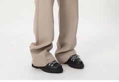 Mid Rise Plain Loose Fit Dress Pants