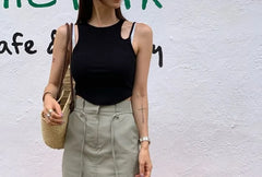 High Waist Plain Maxi Pencil Skirt