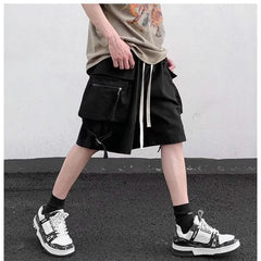 Drawstring Waist Plain Cargo Shorts