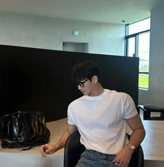 Plain Short-Sleeve Slim T-Shirt