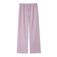 Elastic Waist Striped Straight Leg Pajama Pants