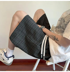 Drawstring Waist Plaid Shorts