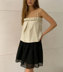 Bow Detail Plain Loose-Fit Camisole Top