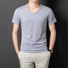 Short-Sleeve V-Neck Plain T-Shirt