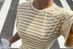 Short Sleeve Striped Slim-Fit Crop T-Shirt