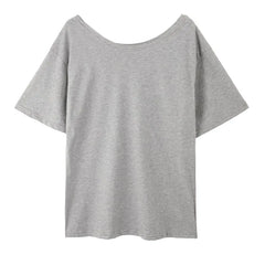 Short-Sleeve Off-Shoulder Plain T-Shirt