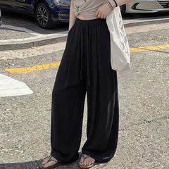 Maternity Drawstring Waist Plain Barrel Leg Baggy Pants