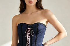 Ballet-Inspired Lace-Up Strapless Corset