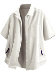 Short-Sleeve Plain Button-Up Shirt