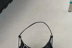 Set: Plain Faux Leather Shoulder Bag + Bag Charm