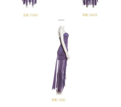 Strapless Sweetheart Neckline Plain Ruffle Trim Ruched Sheer Maxi Bodycon Dress