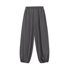 Elastic Waist Plain Cropped Harem Pants